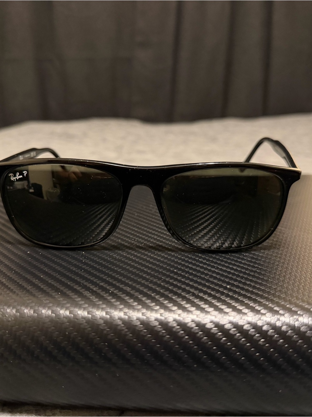 Ray-Ban Black Rectangular Polarized Sunglasses